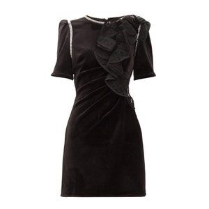 Self Portrait Velvet Ruffle Mini Dress (NWT)